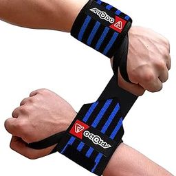 Aprodo Cotton Wrist Wraps with Thumb Loops - for Men & Women One Size Fits All (Black Blue)-image-87