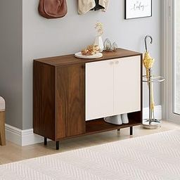 BLUEWUD Prorage Engineered Wood Dual Tone 3 Doors Shoe Rack Cabinet Slipper Footwear Stand Organizer with Additional Open Shelve, Up to 16 Pairs for Living Room Hallway Home (Brown Maple & White)-picture-13