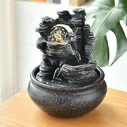 The Style SutraTabletop Fountain with LED Lights Deck Landscape Meditation Indoor Waterfall Style G | Home Decor| Indoor Fountains-image-7