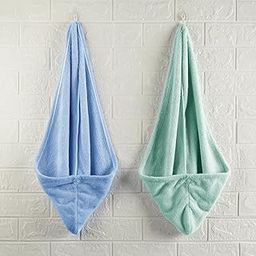 Wakefit Blue & Pista Green Microfiber Hair Wrap Towel, Set of 2-image-3