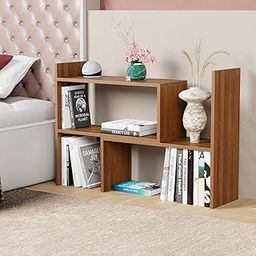 Lukzer Adjustable Engineered Wood Bookshelf Storage Rack | Multipurpose DIY Display Stand for Living Room, Bedroom, Office | Brown Oak Finish | 121x61x24cm | MR-011-25