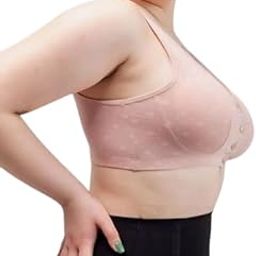 Women's Cotton Blend Maternity Feeding Bra, Lightly Padded Nursing Wirefree Front Button Closure Bra - Grey-image-93