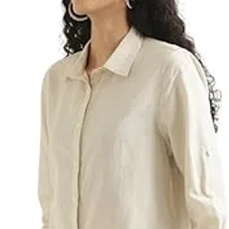 saadaa Airy Linen Shirt | Shirt for Women | Solid Casual Women's Shirt | Regular Fit Casual Shirts Stylish for Women-picture-8