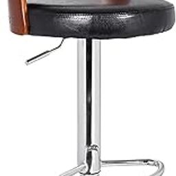 Bharat Bhavishya Bar Stool, Solid Wood Back Chair That can be rotated 360°, high Chair 60cm-80cm That can be Raised and Lowered, Imitation Crocodile Leather Appearance, Metal footrest/Black-image-27