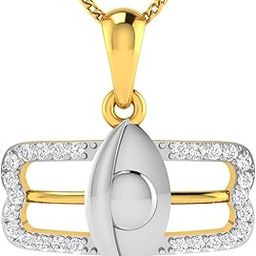 18KT Yellow Gold and American Diamond Pendant for Women-image-123