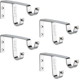 Arena Stainless Steel Chrome Designer Window Curtain Bracket Heavy Duty Double Curtain Rod Holder For Doors And Windows Accessories (Cb242, Pack Of 4, Silver)-image-11