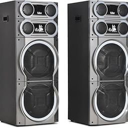 DJ Stone Club DJ Bluetooth Party Tower Speakers with LED Lights, Dual Towers, Wireless Microphone, USB and AUX. Powerfull Bass.-0