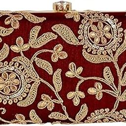 Women Handicraft Hand Embroidered Box Clutch Bag Purse For Bridal, Casual, Wedding-5
