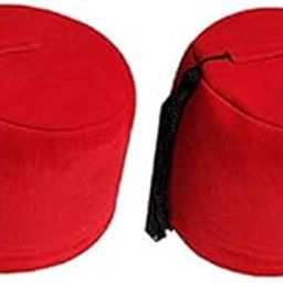 H.N. Traders Men's Velvet Mirza Ghalib Turkey Fez Cap (Red; Free Size)- Set of 2-25