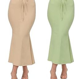 Saree Shapewear Petticoat for Women – Slimming & Comfortable Undergarment | Stretchable Free Size, All-Day Wear | Ideal for Sarees & Lehengas | Pack of 2 (in, Alpha, XL, Regular, Cream&Pista)-image-57