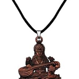 Religious Godess Sarswati With Cotten Dori Copper Zinc And Metal Pendant Necklace For Men And women-image-3