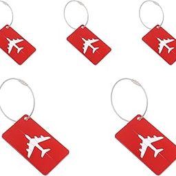 Luggage Tags Aluminum Alloy Suitcase Tags Colorful Travel Labels Set with Steel Loop and ID for Luggage Suitcase Backpacks Office Bag School Bags (Red, 5 Pcs)-picture-46