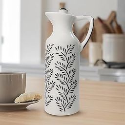 Kalaa By N® Handmade Ceramic Oil Dispenser for Kitchen Oil Bottle Ideal for Storage of Cooking Oil | Microwave Safe | Oil Bottle (Black Palm, 300ml)-image-74