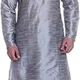 Men Dupion Silk Kurta with Beige Silk Blend Readymade Dhoti Pant Set-picture-1