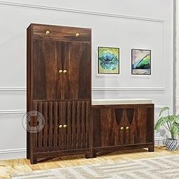 Aura Art Solid Wood Shoe Rack for Living Room | Wooden Shoe Rack with Drawers Storage for Home with Seat (Walnut Finish)-image-43