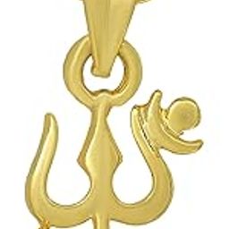 Gold Plated Ethnic Lord Om Shiv Shiva Mahadev Trishul Damru Trident Religious Hindu Deity Amulet Pendant Locket Indian Jewelry for Men and Women-73