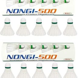 Nongi Combo Pack of 10 Shuttlecocks 500(5 White Feather), 500(5 White Feather) for Outdoor Indoor Sports-image-61