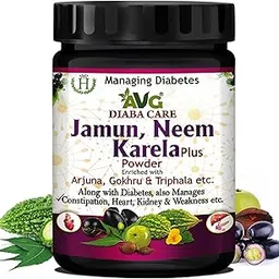 AVG Health Organics Diaba Care Karela Jamun Neem Powder 200g, Diabetes Control Ayurvedic Supplement with Arjuna, Gokhru & Triphala, Helps in Relieving Constipation-27