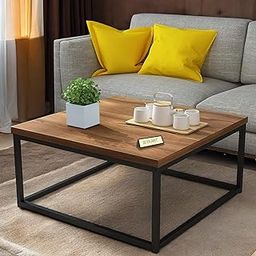 SHALIGRAM ARTS Iron Frame and Wooden Top Center Coffee Table for Hall Living Room || Iron & Wooden Center Teapoy Tea Table Furniture for Home, Office and Restaurants (Brown & Teak)-image-16
