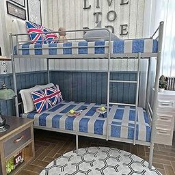 Unqiue Handicraft Single Metal Bunk Bed Frame 2 Person for Adult Children Kids Home Furniture (Color : Silver)(Glossy)-picture-21
