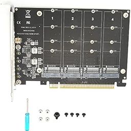 4 Port NVMe to PCIe Host Controller Expansion Card, M.2 PCIE Adapter Card, M.2 NVMe SSD to PCIE X16 M Key Hard Drive Converter Reader Expansion Card-5