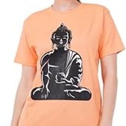 Women’s Great Buddha Pure Cotton T-Shirt Peach-image-15