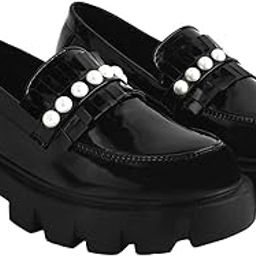 Upper Beads Detailed Black Loafers for Women & Girls-image-47