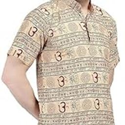 Om Printed Kurta for Mens and Boys, Kurta for Events, Cotton Half Sleeve Mahadev Mahakal Kurta t Shirt-image-15