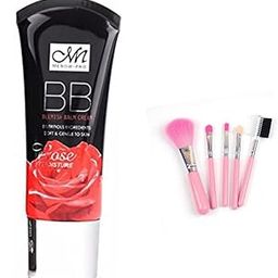 Women's & Girl's Soft Bristles 5 Pcs Pink Makeup Brushes Set with BB Cream Blemish Balm Cream - (Pack of 6)-18