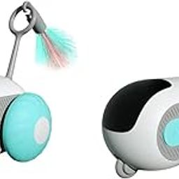 Fluffy Souls Interactive Smart Cat Toy Robot | Auto Rolling Toy with LED Lights & Feather Tail | USB Rechargeable | Indoor Pet Exercise & Entertainment Gadget | Blue | Pack of 2-picture-8