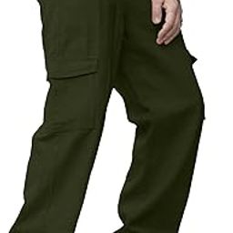 Pure Cotton Baggy Fit Regular Length Mid Rise 4 Pocket Cargos for Men (Colors: Black, Olive, Grey, Brown & Navy)-image-26