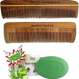 Handmade Neem Wood Comb for Hair Care (2-in-1) with Free Aloe Green Apple Soap | Anti-Dandruff | Natural Scalp Care | Wooden Hair Comb Combo for Men & Women | For Daily Use (Sheesham+Neem)-image-20
