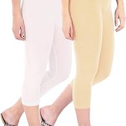 Combo Pack of 2 Skinny Fit 3/4 Capris Leggings for Women Black Rani Pink-image-67