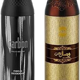 Ajmal Carbon Homme & Wisal Dhahab Deodorant Spray Gift For Men (200 ml, Pack of 2)-1