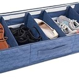 HomeStrap Non-Woven Large Rectangular Underbed Storage Bag Customizable Slots, Comforter Storage Container With Handles (Navy Blue), 76 cm, 12 cm-image-18