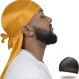 Silky Durag for Men Wave Cap Satin Dorag for Men Women 360 Wave-image-3