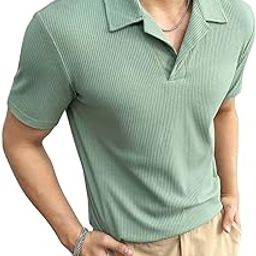 TAZO Mens Lycra Blend Polo Neck Half Sleeve Solid Loose Fit Casual Tshirt-image-17