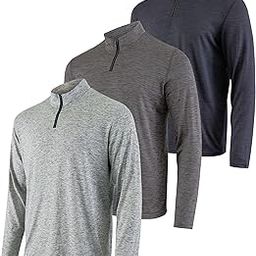 3 Pack: Men's Dry-Fit Active Quarter Zip Long Sleeve Athletic Performance Pullover (Available in Big & Tall)-picture-45
