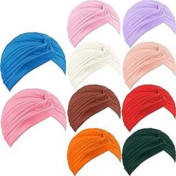Stretch Turban Chemo Head Cap Cover Pleated Twisted Beanie for Women - Pack of 10-image-99
