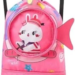 Cartoon Themed Swimming Bag for Kids Print Shoulder | Large Capacity Backpack Wet Dry Separation Drawstring | Beach Bag for Clothes, Swimming, Shoes-image-40