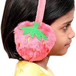 ™ - Strawberry Style Pink Color Winter Fur Earmuffs for Girls Women Plush Faux Rabbit Fur Warm Winter Ear Muffs 1 Pcs-image-94