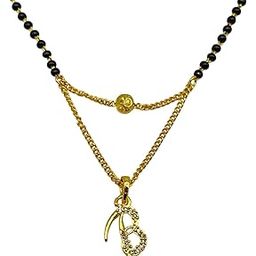 B letter mangalsutra Short Mangalsutra Designs Stylish New pendant alphabet gold name mangalsutra design/ naam wale mangalsutra/ personalised wife husband couple name mangalsutra design (20 inches)-image-42