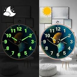 GRACIOUS MART Plastic 12-Inch Night Silent Wall Clock in Radium Glow Functional, Non-Ticking Battery Operated Wall Clock with Big Solid Numbers (Radium Blue Flower), Analogue - Digital-picture-31