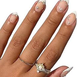 Gush Beauty Press On Nails | Reusable Nail Extensions | Artificial Fake Nails Set | For women (Fine French - Medium Almond)-image-82