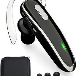 Jinreoo Bluetooth Earpiece, V5.1 Ultralight Wireless Handsfree Headset for Cell Phone with Noise Cancellation Microphone for iOS Android Samsung Laptop Trucker Driver (YBTOO-Q5)-3