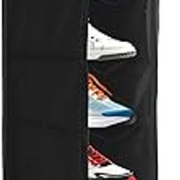 Kuber Industries 6 Shelf Hanging Shoe Organizer | Wardrobe Organizer with Side Pocket | Foldable Storage Rack | Non-Woven Shoe Rack | Black-16