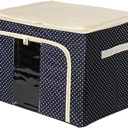 HIKE TRADING 66(L) Foldable Storage Box with Steel Frame, Multi-Functional Wardrobe Organiser for Clothes, Sarees, Shirts and Blankets, Navy Polka Dot (BLUE)-image-32