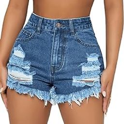 Solid Raw Hem Ripped Denim Shorts for Women's & Girls(KV_P_237)-image-94