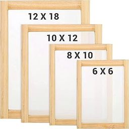 CMR Wooden Screen Printing Frame with Pre-Stretched 120 Mesh (4 Pcs) 12X18, 10X12, 8X10, 6X6 inchs Combo set-2