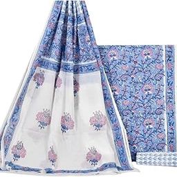 Women's Cotton Hand Block Printed Desgin Unstiched Dress Material With Cotton Dupatta Salwar Suit Set-picture-6